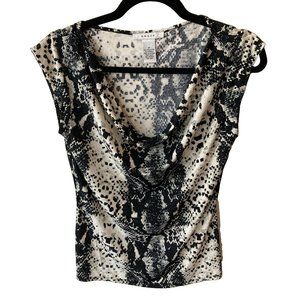 Grace cowl neck pixel-look snakeskin print top, size M